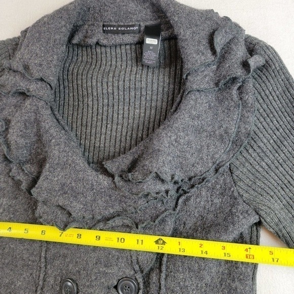 Elena Solano Button Cardigan Medium Women Gray Long Sleeve Wool - Picture 3 of 7
